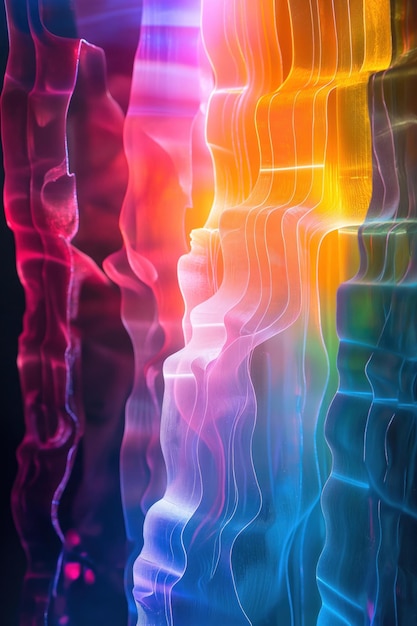 Vertical Psychic Waves pastelli che si fondono nel neon contro la consistenza di sfondo vuoto ondata pastello neon