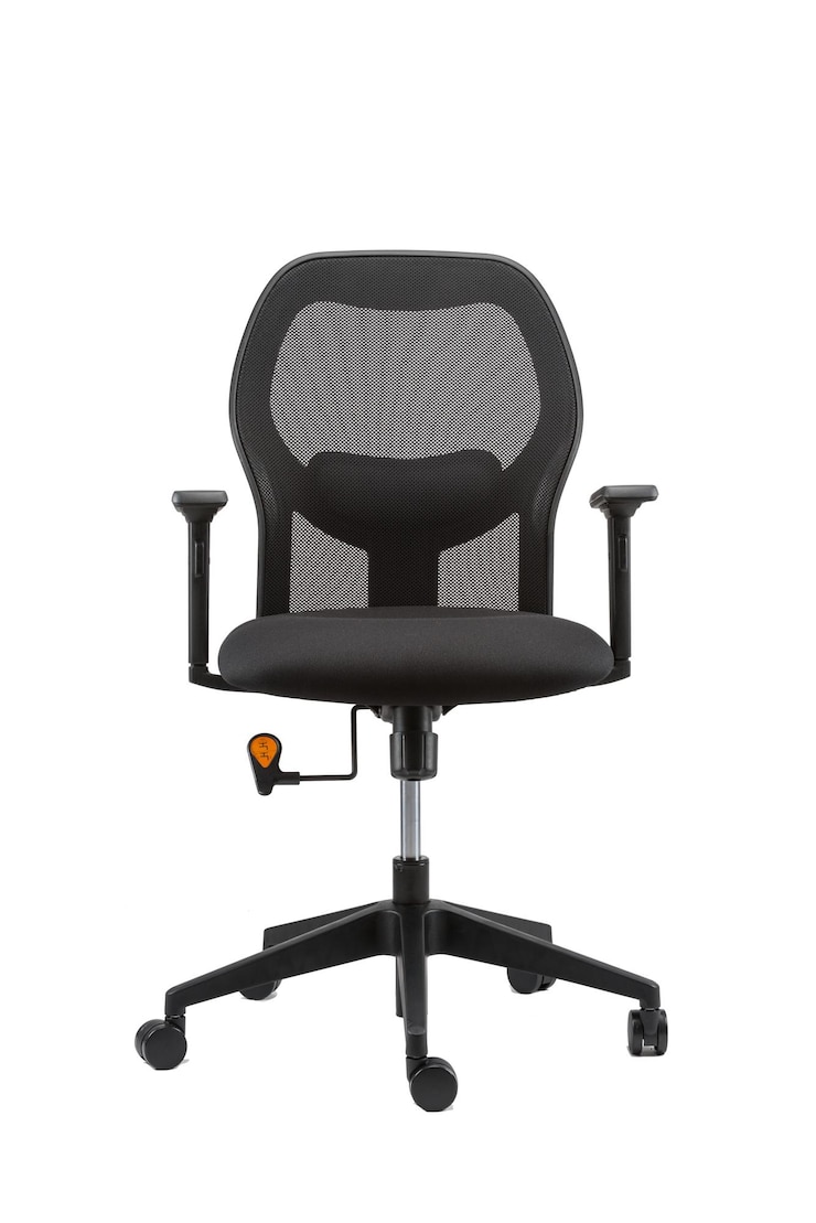 Photo vertical shot of an office chair with adjustable armrests on an isolated background