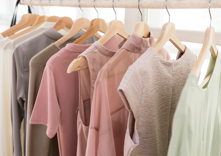 Foto vestiti casual appesi al rack