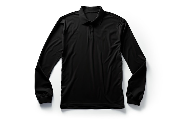 Vestiti lunghi della camicia di polo nera su un fondo bianco isolato