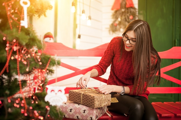 Vestito felice anno di natale ritratto