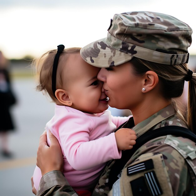 Veterans Day Soldati americani Esercito americano Le forze militari del soldato americano si sono riunite con la loro famiglia