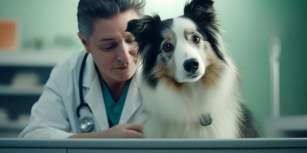 Veterinario con cane e gatto