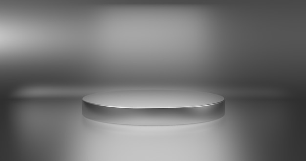 Vetrina minimalista con spazio vuoto. Podio vuoto per display prodotto. Rendering 3D.