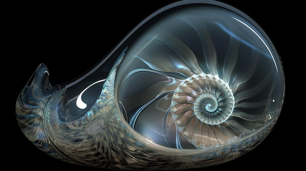 Vetro mandelbrot frattale nautilus royalty design wallpaper immagini arte generata dall'IA