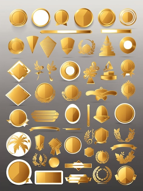 Vettore adesivo oro clipart set vettoriale disegno piatto