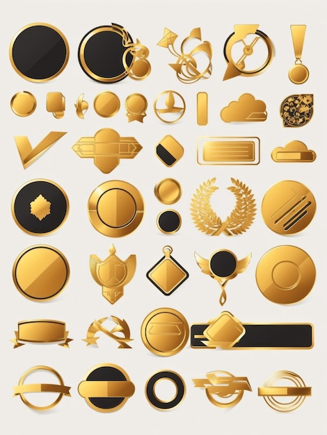 Vettore adesivo oro clipart set vettoriale disegno piatto