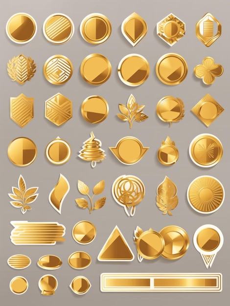 Vettore adesivo oro clipart set vettoriale disegno piatto