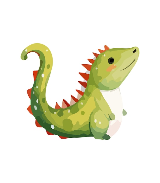 Vettore carino drago di Natale Simbolo del nuovo anno Illustrazione di dinosauro in stile acquerello isolato su sfondo bianco