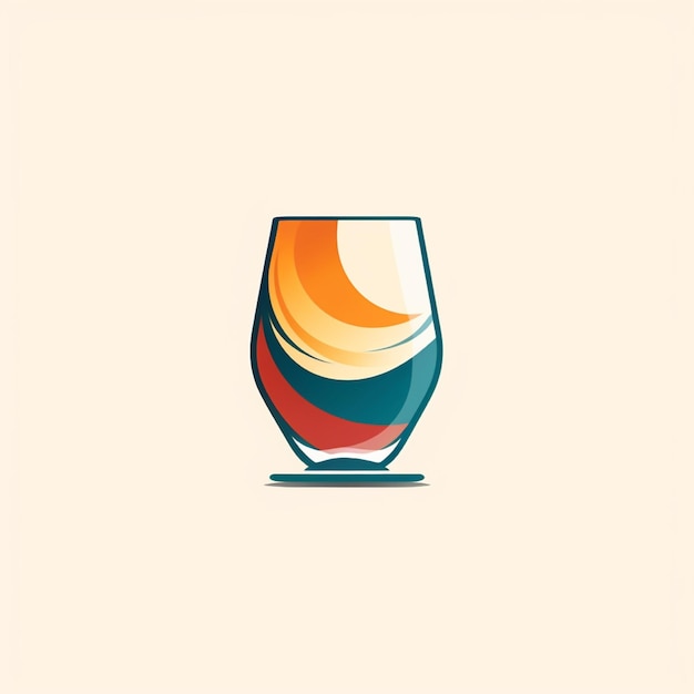 vettore del logo del bicchiere piatto a colori