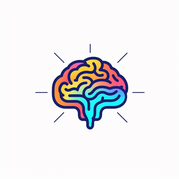 vettore del logo del cervello a colori piatti