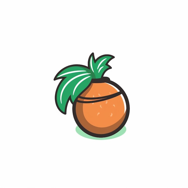 vettore del logo del frutto di cocco giovane di colore piatto