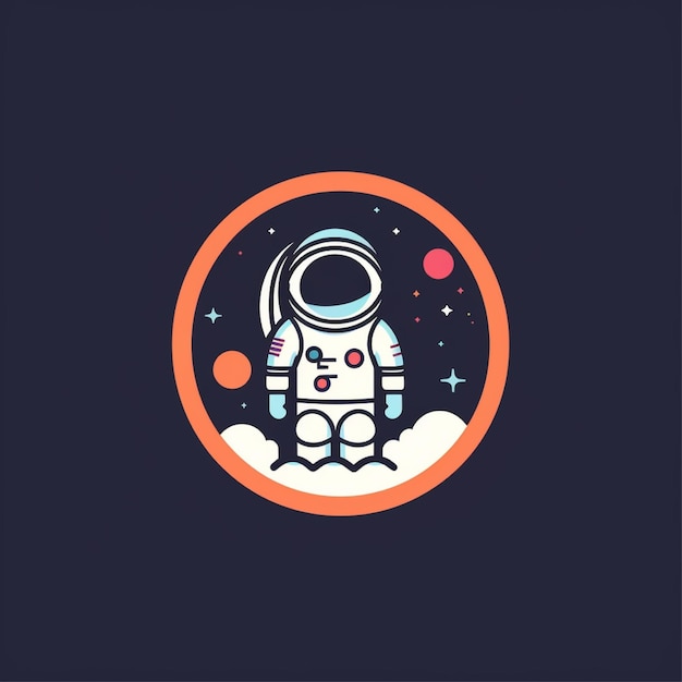 vettore del logo dell'astronauta a colori piatti