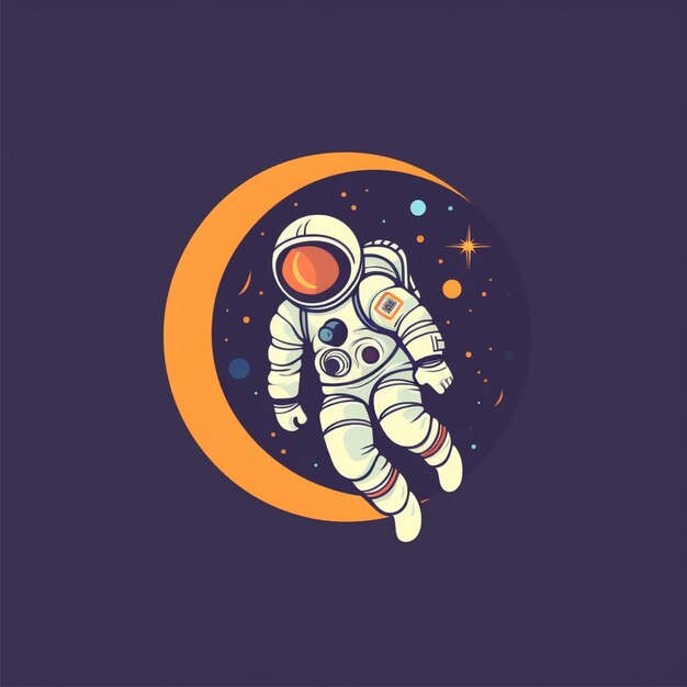 vettore del logo dell'astronauta a colori piatti