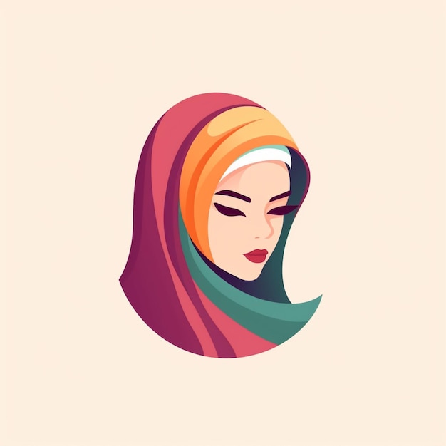 vettore del logo dell'hijab a colori piatti