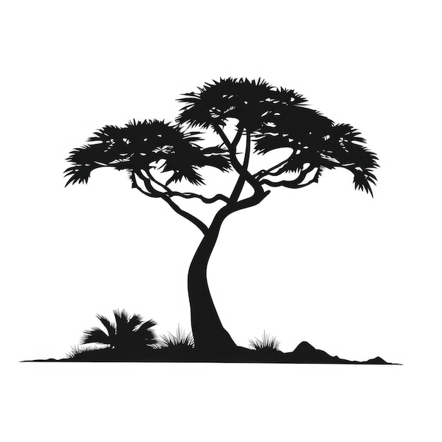 Vettore di alberi tropicali su una tela bianca pura
