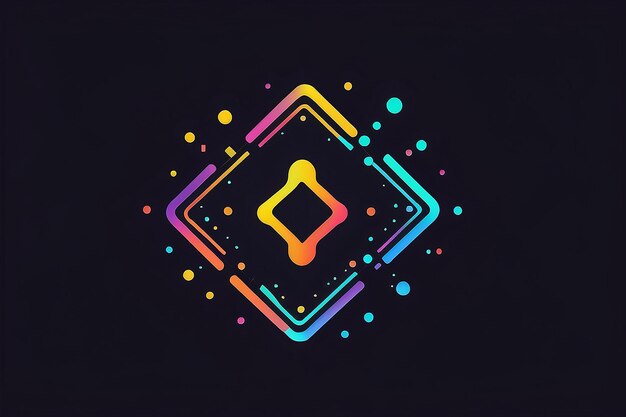 Vettore di blockchain icona di linea colorata o elemento di logo su sfondo scuro