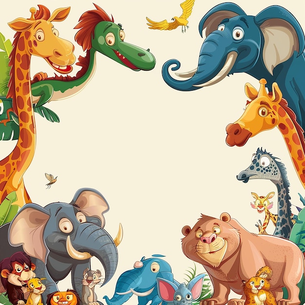 vettore di diversi animali selvatici stile cartone animato