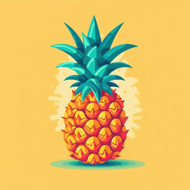 vettore di frutta di ananas fresca a colore piatto