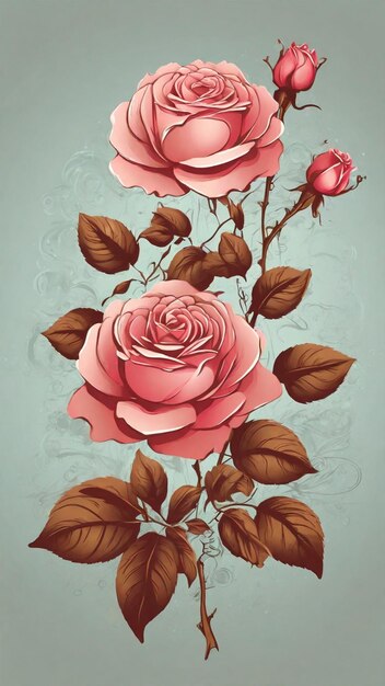 Vettore di illustrazione fiore di rosa vintage