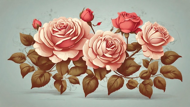 Vettore di illustrazione fiore di rosa vintage