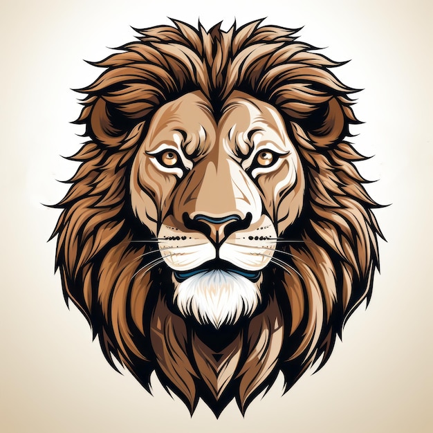 Vettore di illustrazione vintage di testa di leone con ombra luminosa