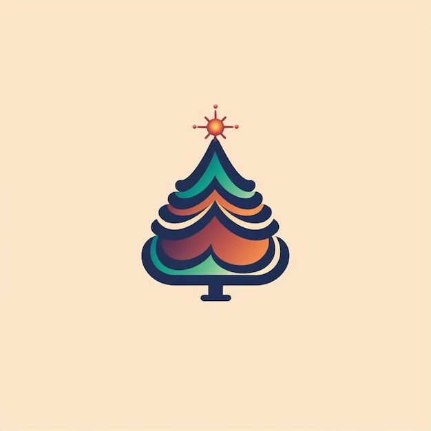 vettore di logo dell'albero di natale di colore piatto