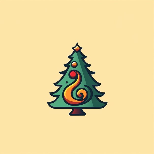 vettore di logo dell'albero di natale di colore piatto