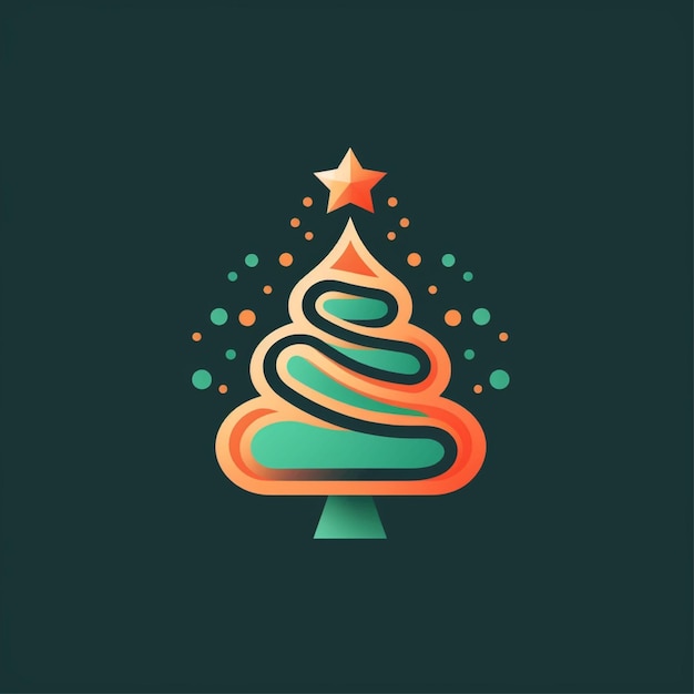 vettore di logo dell'albero di natale di colore piatto