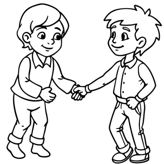 Vettore di stretta di mano professionale Disegnato a mano Persone d'affari Illustrazione di cartoni animati Vettore disegno a mano