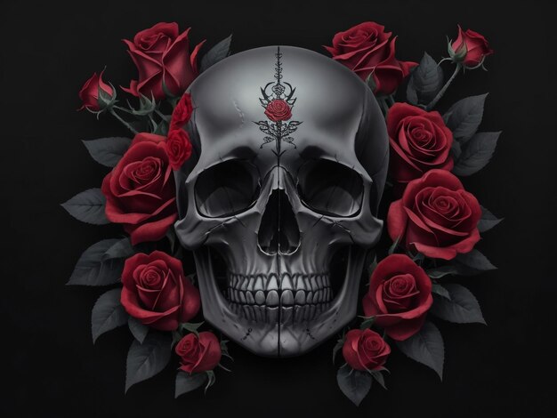 vettore di sugarskull con ornamento di rose