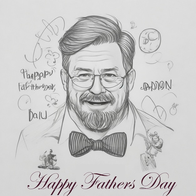 Vettore disegnato a mano Happy Father's Day disegno schizzo