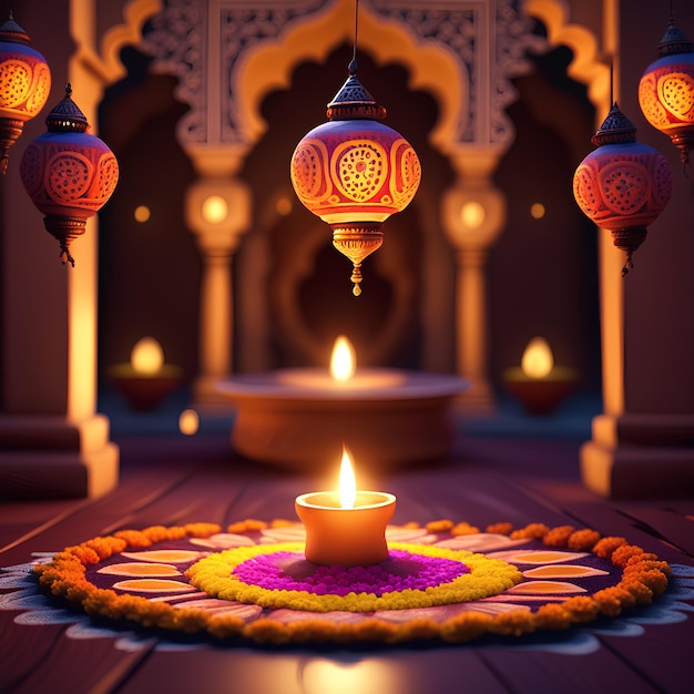 vettore felice Diwali celebrazione tradizionale della festa sfondo con illustrazione diya