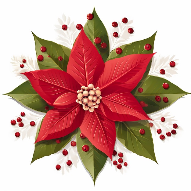 Vettore Inverno Poinsettia Stella Di Natale Fiore