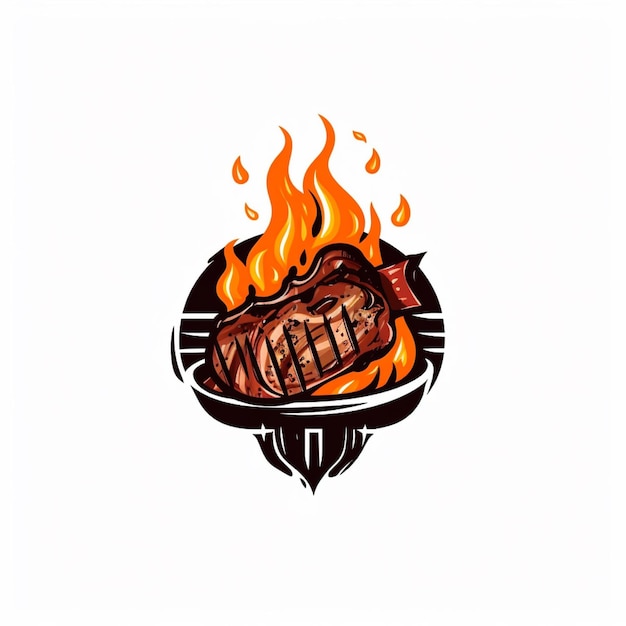 vettore piatto barbecue logo sfondo bianco