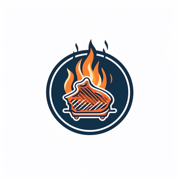 vettore piatto barbecue logo sfondo bianco