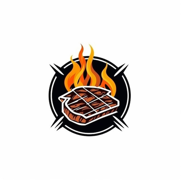 vettore piatto barbecue logo sfondo bianco