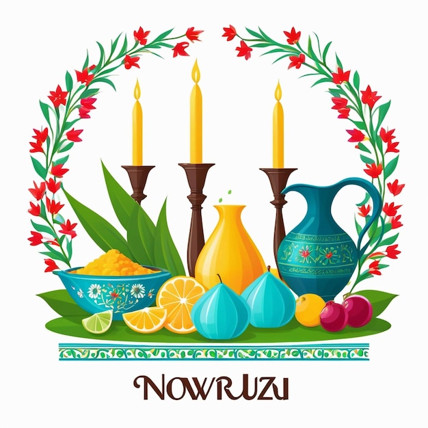 Vettore piatto nowruz illustrazione di giorno