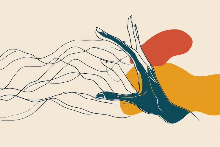 Foto vettore semplice illustrazione lineare mano poster logo stampa modello di progettazione mani disegnate a mano