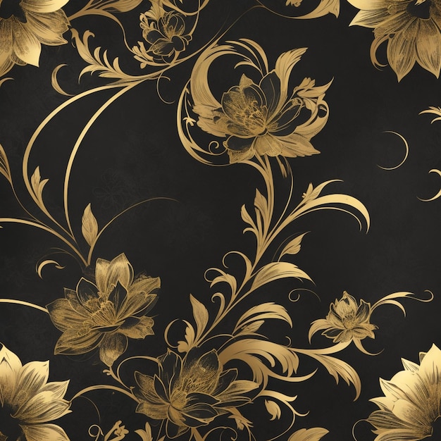 vettore sfondo stile fiore decorativo nero e oro