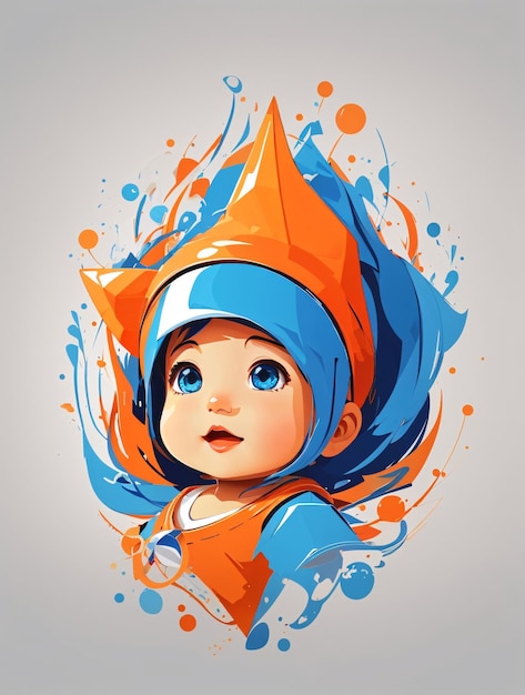 Vettore sveglio del bambino in blu un'illustrazione arancione