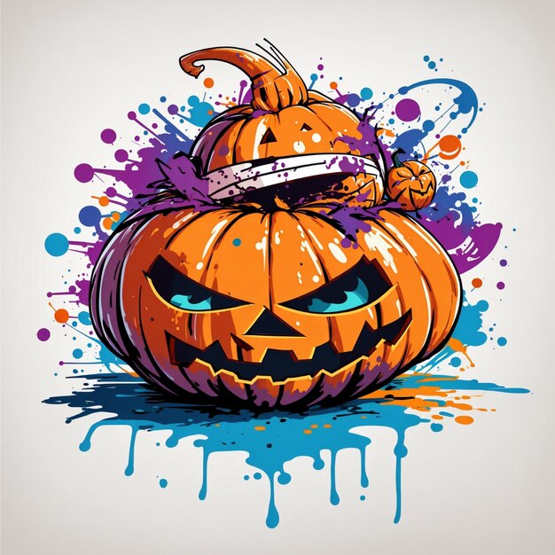 vettore tshirt arte pronta per la stampa graffiti colorati illustrazione di un Halloween