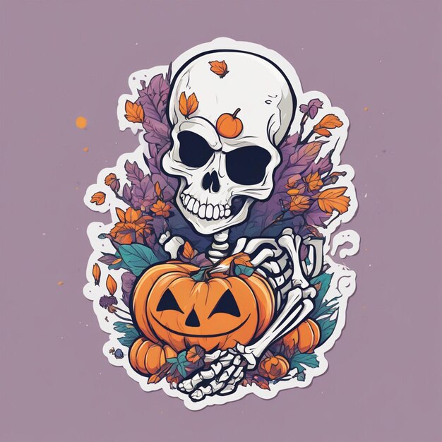 vettore tshirt design illustrazione scheletro kawaii che celebra halloween alto dettaglio