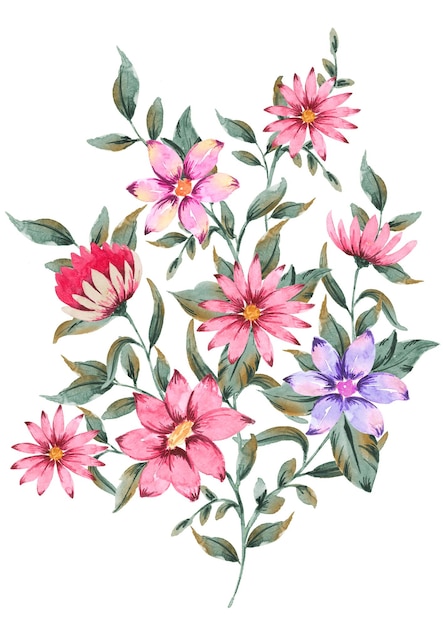 vettori di sfondo di fiori e foglie ad acquerello
