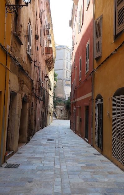 Via della città corsa Bastia Corsica, Francia