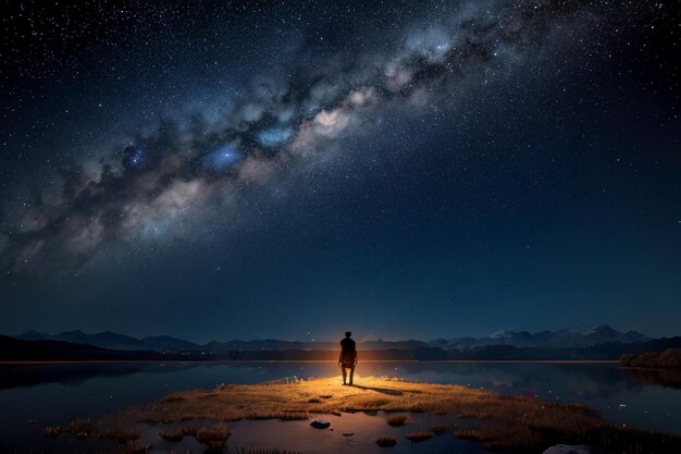 Via Lattea romantico cielo notturno pieno di stelle la ragazza che guarda il cielo stellato signorina ti amo