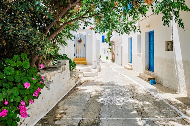 Via pittoresca della città di Naousa sull'isola di Paros, Grecia