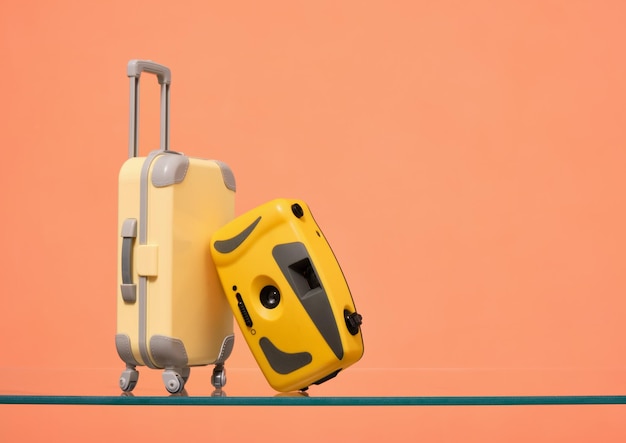 Viaggi e vacanze Retro fotocamera e valigia Copia spazio per il testo