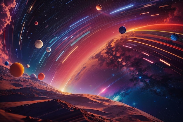 Viaggi spaziali colorati attraverso le tracce delle stelle