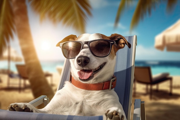 Viaggiare con animali domestici durante le vacanze al mare create con l'IA generativa